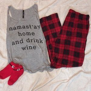 Red Plaid Nautica Sleepwear Pajama Bottoms